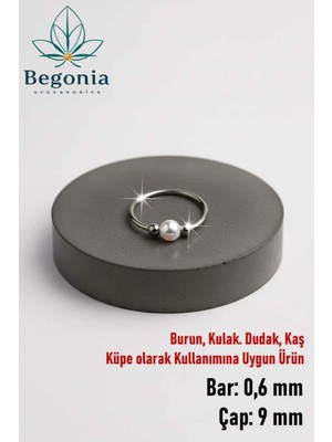 Begonia Accessories 925 Ayar Gümüş Beyaz Inci Boncuk Üç Top Halka Hızma, Küpe Olarak Kullanıma Uygundur