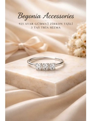 Begonia Accessories 925 Ayar Gümüş 3 Taş Halka Hızma Piercing
