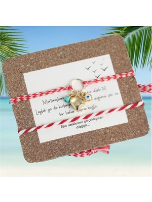 BijuStore Altın Kaplama Kalp ve Nazar Boncuklu Marteniçka Bileklik