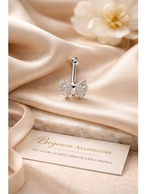 Begonia Accessories 925 Ayar Gümüş Kelebek Figürlü Piercing Hızma Küpe