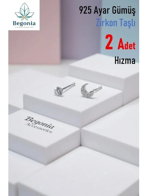 Begonia Accessories 925 Ayar Gümüş  2 Adet Zirkon Taşlı Hızma Set