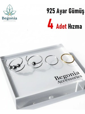 Begonia Accessories 925 Ayar Gümüş 4 Adet Halka Hızma Set / 7