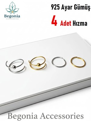 Begonia Accessories 925 Ayar Gümüş 4 Adet Halka Hızma Set 6