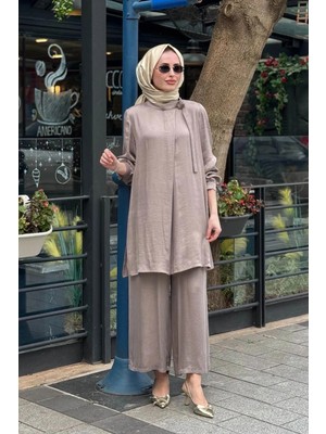 Al-Marwah Almarwah Pantolonlu Takım 202886 Bej