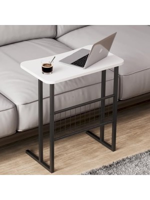 MarkEntegra Metal Ayaklı Laptop Sehpası | Koltuk Sehpası | Beyaz