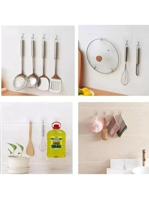 MarkEntegra 10 Adet Suya Dayanıklı Şeffaf Duvar Askısı - Pratik Banyo ve Mutfak Düzenleyici