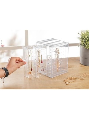 MarkEntegra 3 Bölmeli Şeffaf Makyaj Organizeri, Takı Düzenleyici