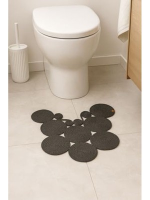 MarkEntegra Antrasit Renk Klozet Önü Paspas - %100 Jüt Lif