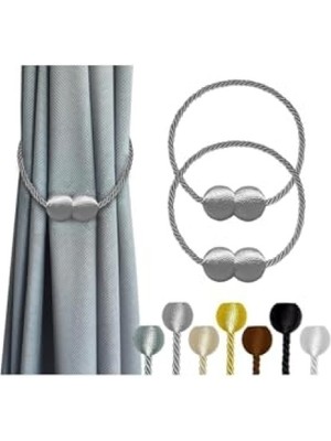 MarkEntegra Dekoratif Mıknatıslı Fon Perde Tutucu, 2 Adet, Gri Renk