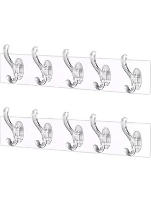 MarkEntegra 2 Adet Şeffaf Duvar Askısı, Güçlü Yapışkanlı Kapı Arkası Kanca