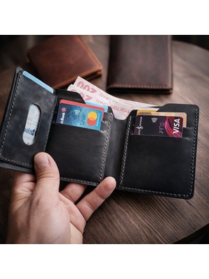 Hakiki Deri El Yapımı Cüzdan 9 Bölmeli 11*9 cm