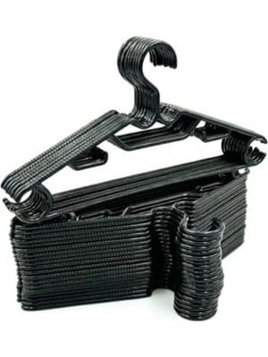 MarkEntegra Kaymaz Siyah Plastik Elbise Askısı - 10'lu Set