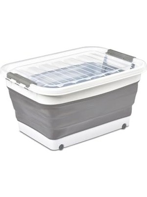 MarkEntegra Katlanabilir Silikon Saklama Sepeti, 30 Litre, Tekerlekli