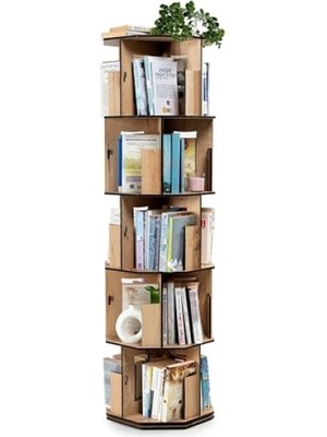 MarkEntegra 360° Döner Kitaplık - Modern Ahşap Tasarım