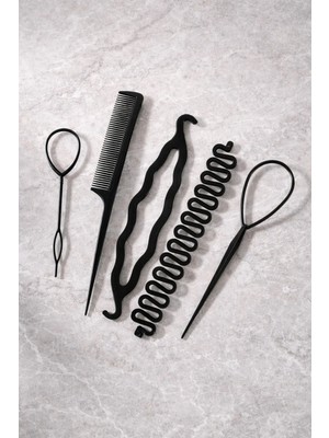 Aymeta 5’li Profesyonel Saç Örgü ve Topuz Yapma Seti Topsy Tail Saç Şekillendirme Aparatı