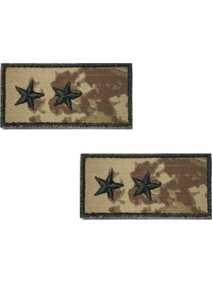 Çukurova Ütü Üsteğmen Kamuflaj Gögüs Tişort Minyatür 3,5cm x 7cm Cırtlı 2 Adet Rütbe (Kara Kuvvetleri Yeni Kamuflaj )