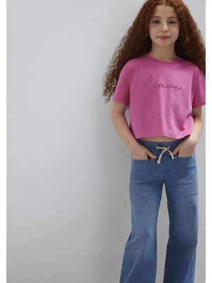 Mavi Mavi Logo Baskılı Pembe Tişört 7610181-91355