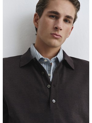 Mavi Kahverengi Yün Triko Polo 0710387-71550