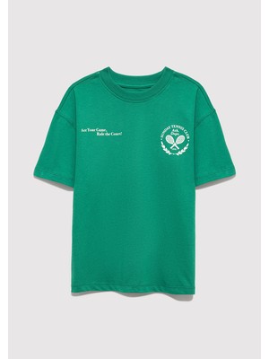 Mavi Baskılı Yeşil Tişört 6610401-71697