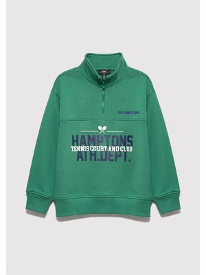 Mavi Baskılı Kapüşonlu Yeşil Sweatshirt 6S10169-71697