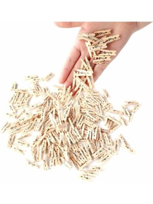 100 Adet Mini Ahşap Mandal, Dekoratif ve Fotoğraf Süsleme Mandalı