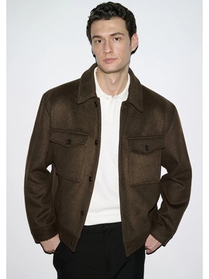 Mavi Yün Karışımlı Kahverengi Ceket 0110799-71593