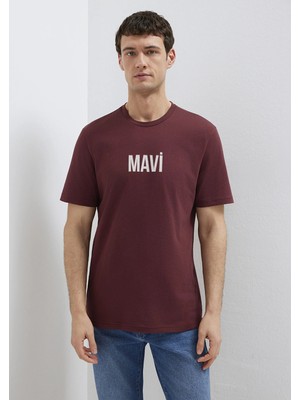Mavi Mavi Logo Baskılı Bordo Tişört 0613186-70396