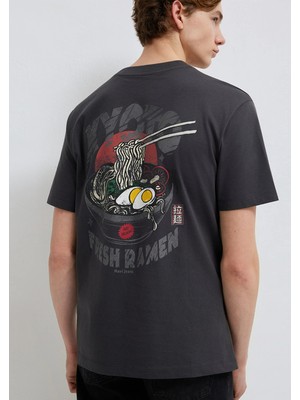 Mavi Baskılı Antrasit Tişört 0613299-70087