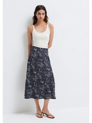 Mavi Baskılı Lacivert Midi Etek 1310583-91475