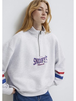 Mavi Peanuts Baskılı Gri Sweatshirt 1S10529-80196