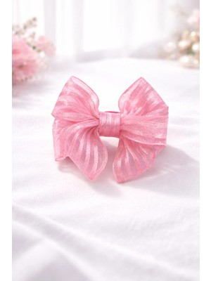 Nati Co Kız Çocuk Pembe Organze Fiyonk Lastik Toka ( 1 Adet )