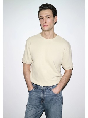 Mavi Bisiklet Yaka Bej Tişört 0613161-70325