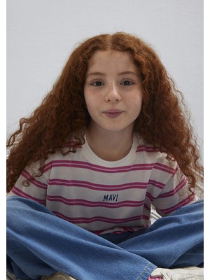 Mavi Mavi Logo Baskılı Ekru Tişört 7610387-91358