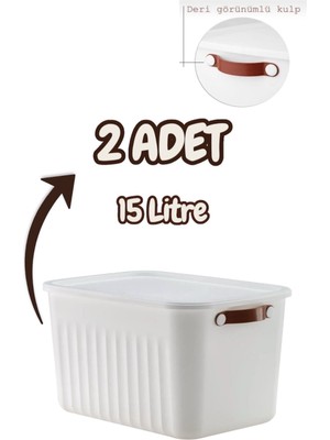 Çiftli Beyaz 15 Lt Çok Amaçlı Kapaklı Dolap Düzenleyici Set