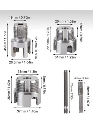 Vanckey Pprc Pvc Boru Dış Diş Açma Seti 3’lü 1/2” 3/4” 1” Parmak Pafta Kılavuz Dayanıklı Çelik
