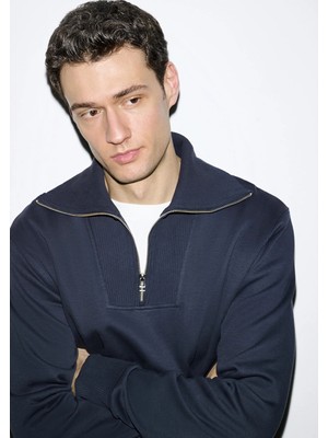 Mavi Yarı Fermuarlı Lacivert Sweatshirt 0S10539-83699