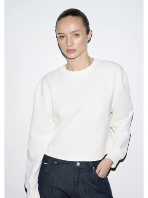 Mavi Bisiklet Yaka Ekru Sweatshirt 1S10508-70051