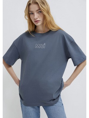 Mavi Mavi Logo Baskılı Lacivert Tişört 1611592-80776