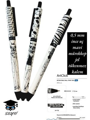 Belirtilmemiş 0,5 mm Ince Uç Mavi Mürekkep Jel Tükenmez Kalem 3 Adet