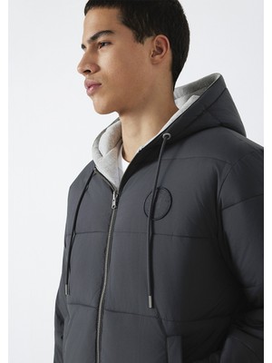 Mavi Çift Taraflı Kapüşonlu Siyah Mont 0110770-71379