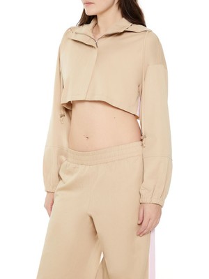 F21 Kapüşonlu Fermuarlı Crop Ceket