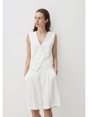 Mavi Ekru (TENCEL™) Liyosel Karışımlı Yelek 1110685-89881