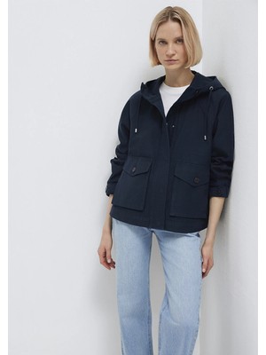 Mavi Kapüşonlu Lacivert Kısa Ceket 1110625-82906