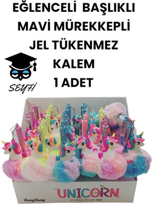 Belirtilmemiş Eğlenceli Başlıklı Ince Uçlu Jel Tükenmez Kalem Mavi Mürekkep