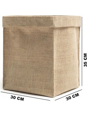 Doğal Jüt Sepet 30X30X35 Cm, Raf ve Dekorasyon Için Şık Seçenek