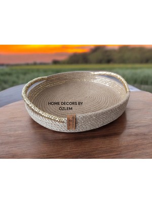 Oval Hasır Sepet ve Örtü Takımı, Çok Amaçlı Organizer, 30X23X5CM