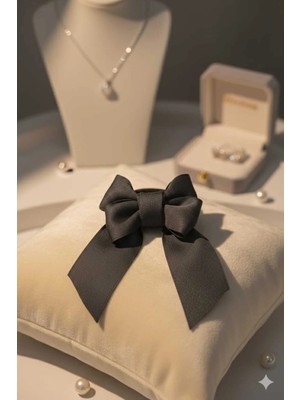 Nati Co Siyah Fiyonk Saç Tokası | Minimal Şık Lastik Toka ( 1 Adet )