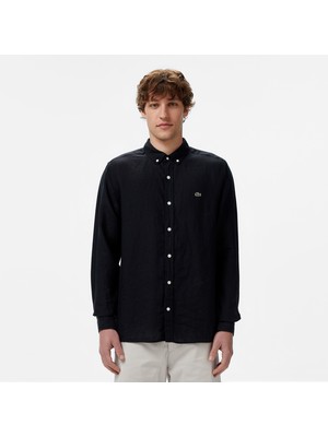 Lacoste Erkek Regular Fit Düğmeli Yaka Keten Gömlek