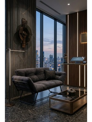 AVYNA Lüks Mekanizmalı Yataklı Kanepe | Kolları Açılan Ikili Koltuk | Modern Tasarım | Sırt Destekli ve Ergonomik | Füme