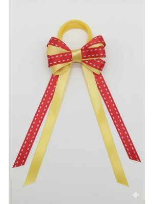Nati Co Çift Renkli Fiyonklu Saç Tokası – Kırmızı Sarı Lastik Toka